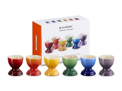 Rainbow Eierdopjes 6-delige set in Aardewerk