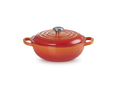 Marmite Signature rond in Geëmailleerd Gietijzer met Hoge Deksel 22cm Oranjerood