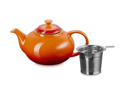 Classic Theepot in Aardewerk met RVS theefilter 1,3L Oranjerood