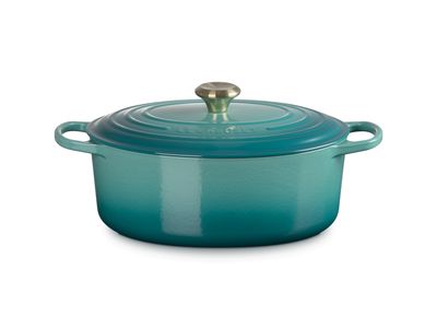 Stoofpan Ovaal in GeëmailleeArd Gietijzer 31cm 6,3L Bleu Riviera