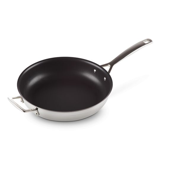 Le Creuset Koekenpan in RVS met Anti-Aanbaklaag en Extra Handvat 28cm