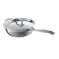 Chef's Pan in RVS met Anti-Aanbaklaag en Deksel en Extra Handvat 24cm 3,3l 