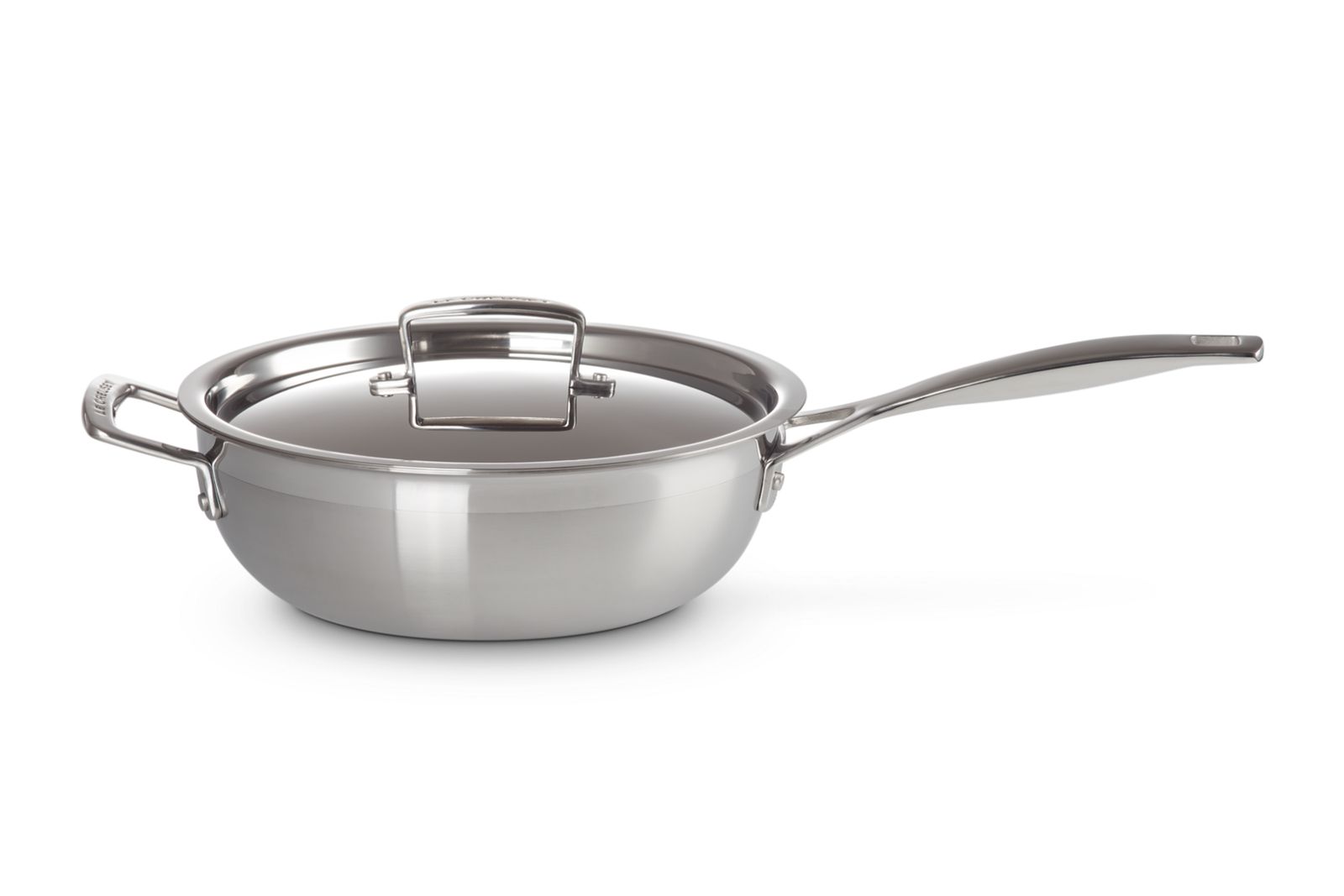 3-Ply Chef's Pan in RVS met Anti-Aanbaklaag en Deksel en Extra Handvat 24cm 3,3l