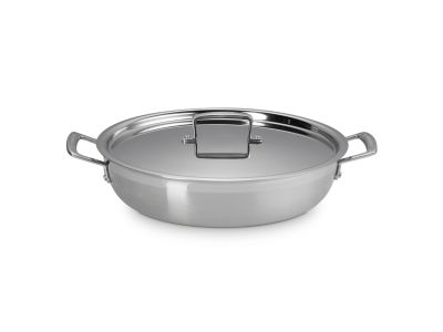 3-Ply Kookpan Laag met Deksel in RVS 30cm 4,8l