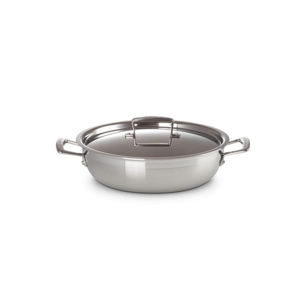 Kookpan Laag met Deksel in RVS 30cm 4,8l 