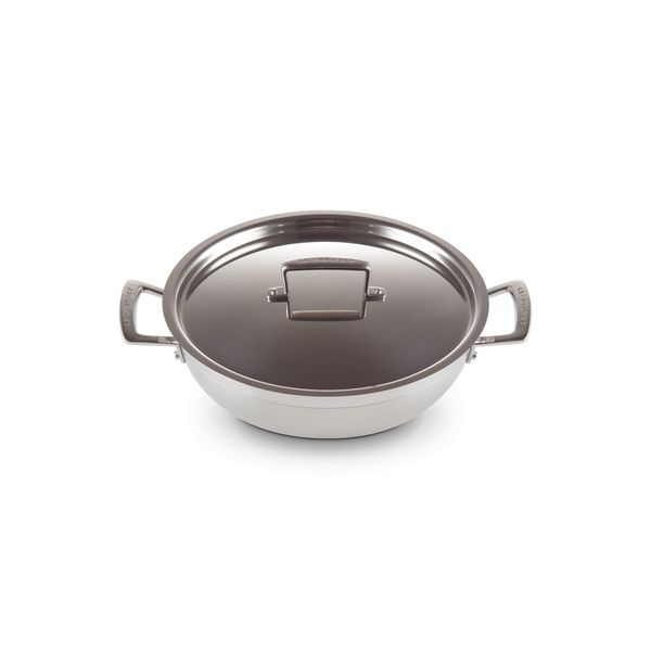 Kookpan Laag met Deksel in RVS 30cm 4,8l 