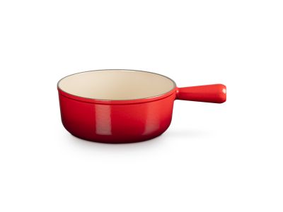 Steelpan in Geëmailleerd Gietijzer met Gietijzeren Handvat 22cm 2,6l Kersenrood