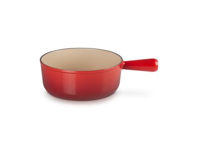 Steelpan in Geëmailleerd Gietijzer met Gietijzeren Handvat 22cm 2,6l KersenRood