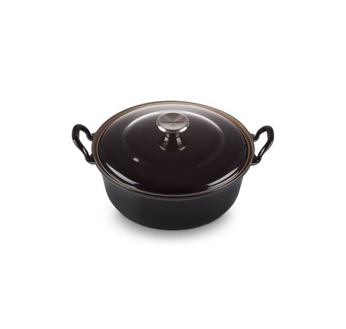 Cocotte basse en fonte émaillée avec couvercle métal 24cm 3l Noir  Le Creuset