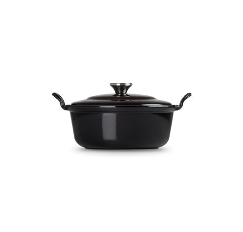 Cocotte basse en fonte émaillée avec couvercle métal 24cm 3l Noir  Le Creuset