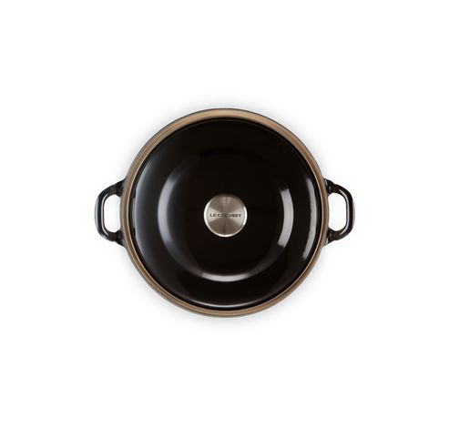 Cocotte basse en fonte émaillée avec couvercle métal 24cm 3l Noir  Le Creuset