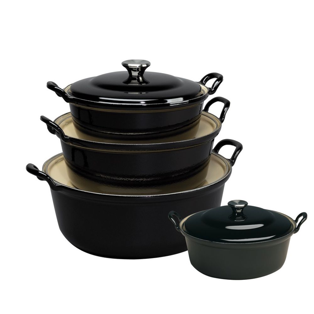 Le Creuset Stoofpotten Faitout in Geëmailleerd Gietijzer 28cm 4,9l Ebben Zwart