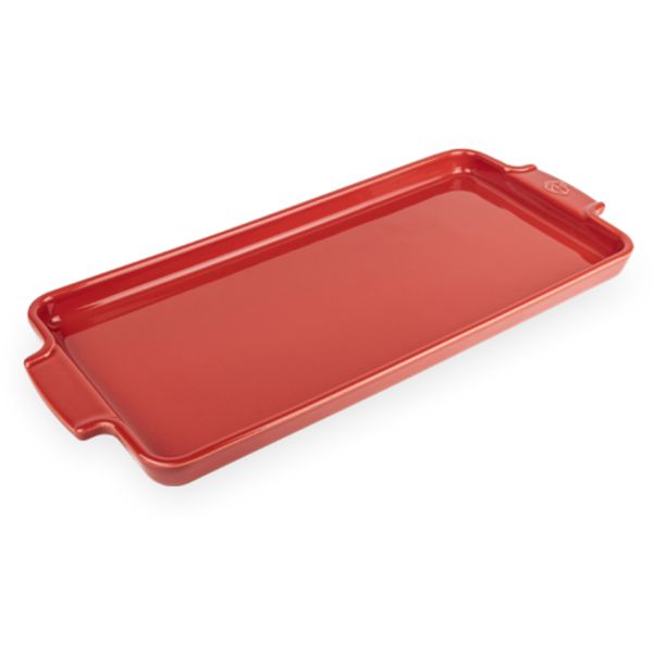 Peugeot Appolia plaat voor aperitieven en gebakjes 40,2cm x 17,8cm rood