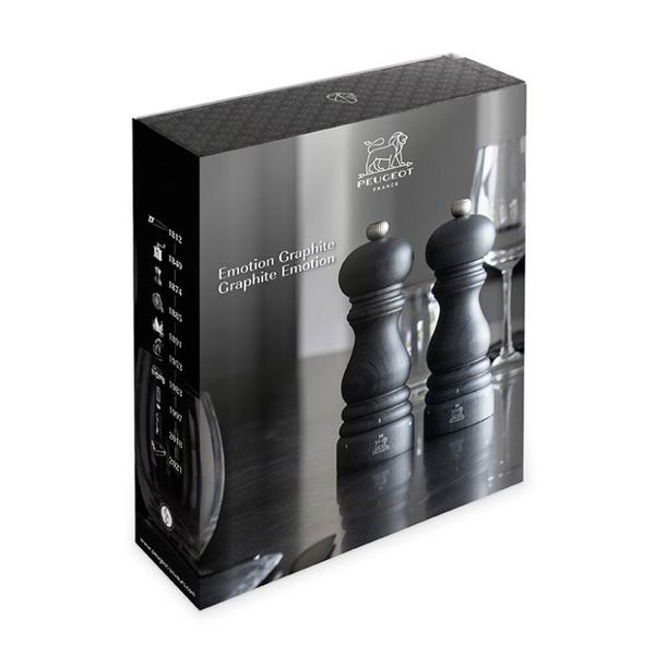 Peugeot Emotion Graphite  Duo Paris Graphite u'Select peper- en zoutmolens, 18 cm en inox trechter in geschenkverpakking