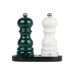 Duo Paris Geschenkverpakking - Duo u'Select 15 cm zout- en pepermolens, met zwart bamboe dienblad 