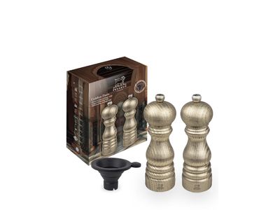 Golden Paris Peper- & Zoutmolenset, goudkleurige afwerking, 18 cm. Gratis siliconen trechter