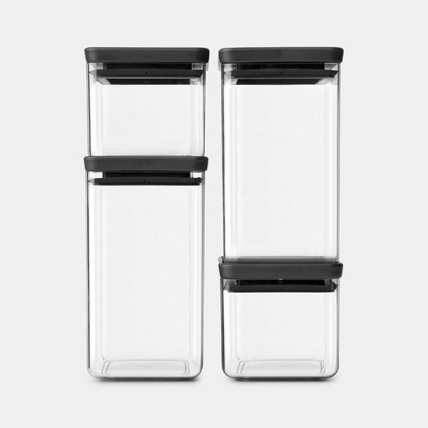 Brabantia Tasty+ Voorraadbussen stapelbaar 4 stuks Dark Grey