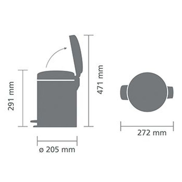 Brabantia newIcon pedaalemmer 5 liter met kunststof binnenemmer Matt Steel