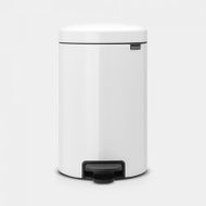 newIcon poubelle à pédale 12 litres avec seau intérieur en métal White 