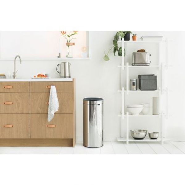 Brabantia Touch Bin afvalemmer 30 liter met kunststof binnenemmer Brilliant Steel