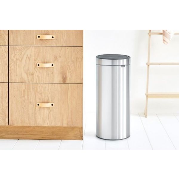 Brabantia Touch Bin afvalemmer 30 liter met kunststof binnenemmer Matt Steel