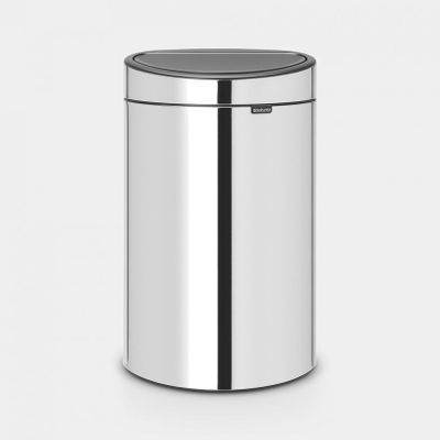 Touch Bin poubelle 40 litres avec seau intérieur synthétique Brilliant Steel 