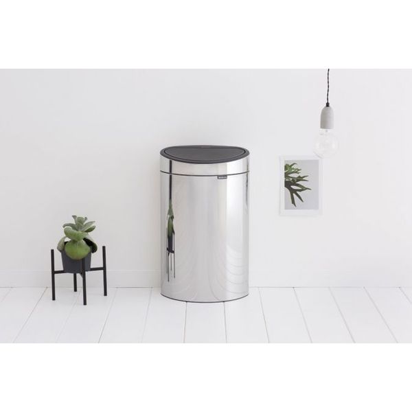 Brabantia Touch Bin afvalemmer 40 liter met kunststof binnenemmer Brilliant Steel