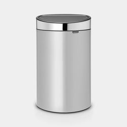 Brabantia Touch Bin afvalemmer 40 liter met kunststof binnenemmer Metallic Grey / Brilliant Steel 