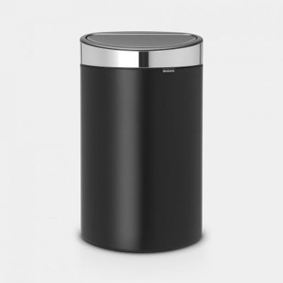 Touch Bin poubelle 40 litres avec seau intérieur synthétique Matt Black / Matt Steel Fingerprint Proof 