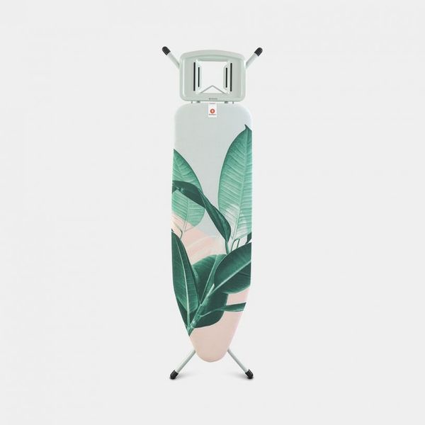 Brabantia Strijkplank B 124x38cm met solide strijkijzerhouder Mint 22 - Tropical Leaves