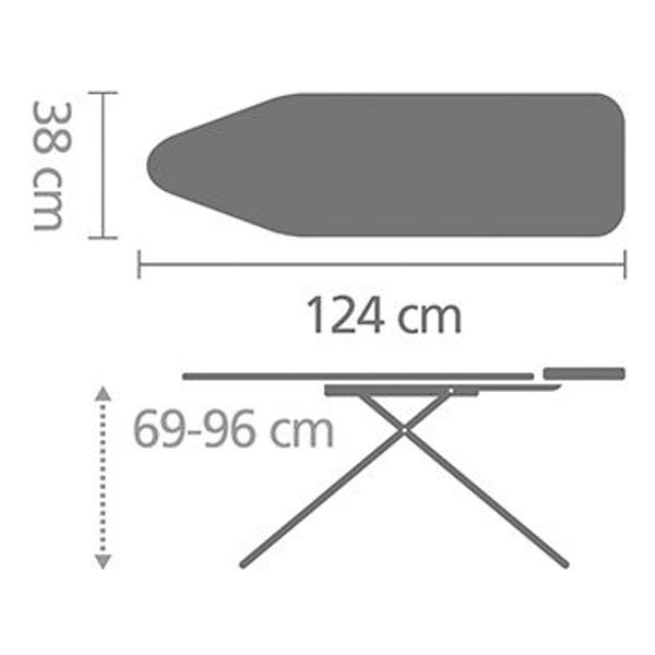 Brabantia Strijkplank B 124x38cm met solide strijkijzerhouder Mint 22 - Tropical Leaves