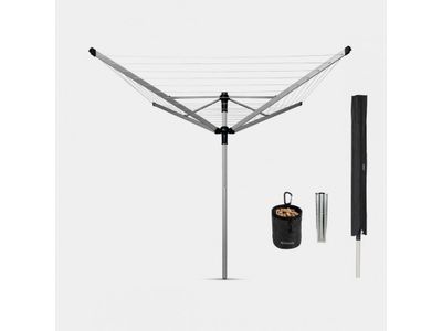 Lift-o-Matic Advance droogmolen met beschermhoes en wasknijpertas 50m met metalen grondanker - Metallic Grey