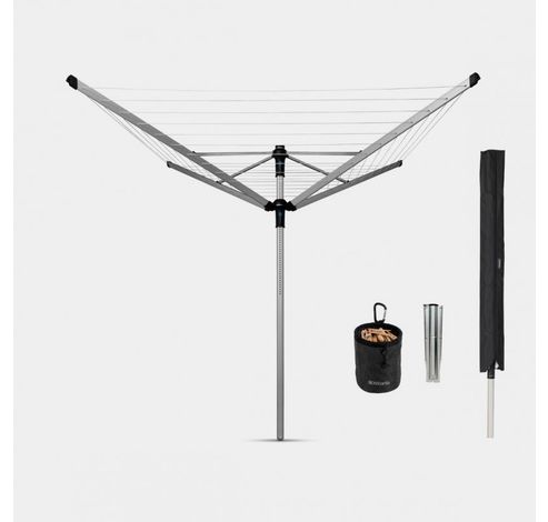 Lift-o-Matic Advance séchoir parapluie avec housse de protection et sac pour pinces à linge avec ancre de terre en métal - Metallic Grey  Brabantia