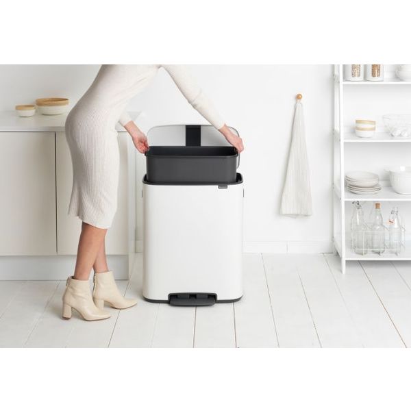 Brabantia Bo pedaalemmer 60 liter met kunststof binnenemmer White