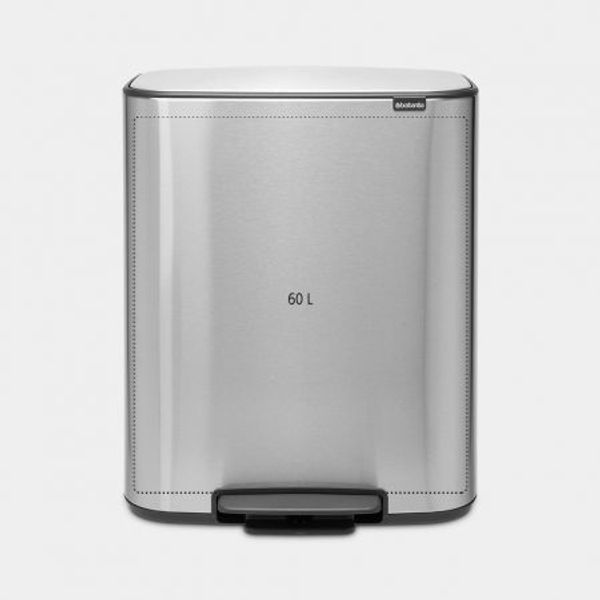 Brabantia Bo pedaalemmer 60 liter met kunststof binnenemmer Matt Steel Fingerprint Proof