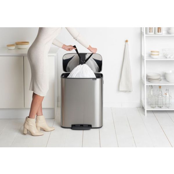 Brabantia Bo pedaalemmer 60 liter met kunststof binnenemmer Matt Steel Fingerprint Proof