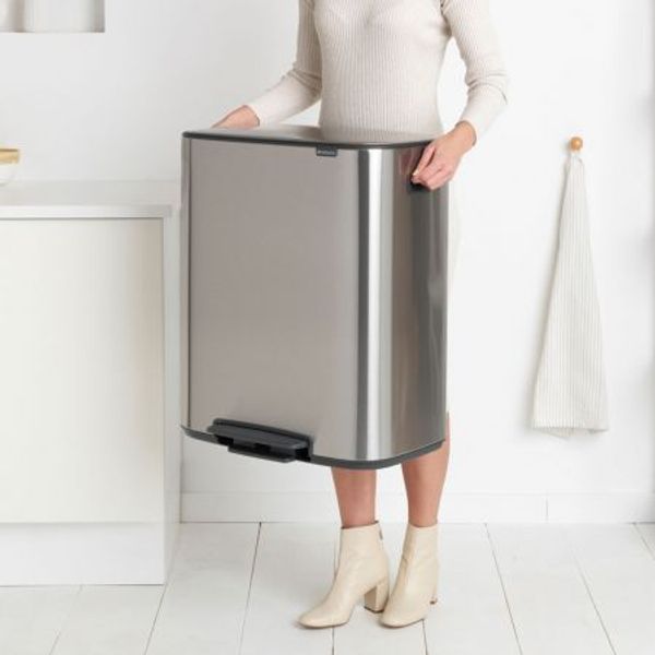 Brabantia Bo pedaalemmer 60 liter met kunststof binnenemmer Matt Steel Fingerprint Proof