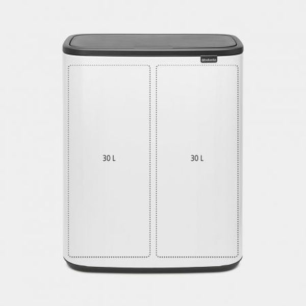 Brabantia Bo Touch Bin afvalemmer 2 x 30 liter met 2 kunststof binnenemmers White