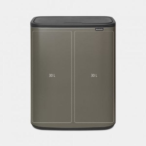 Brabantia Bo Touch Bin afvalemmer 2 x 30 liter met 2 kunststof binnenemmers Platinum