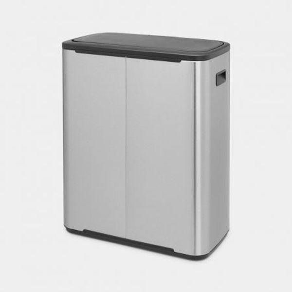 Brabantia Bo Touch Bin afvalemmer 2 x 30 liter met 2 kunststof binnenemmers Matt Steel Fingerprint Proof