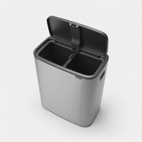 Brabantia Bo Touch Bin afvalemmer 2 x 30 liter met 2 kunststof binnenemmers Matt Steel Fingerprint Proof