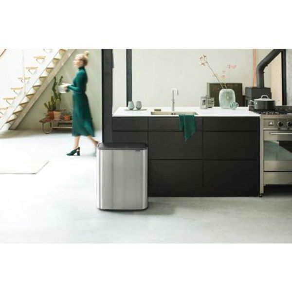 Brabantia Bo Touch Bin afvalemmer 2 x 30 liter met 2 kunststof binnenemmers Matt Steel Fingerprint Proof