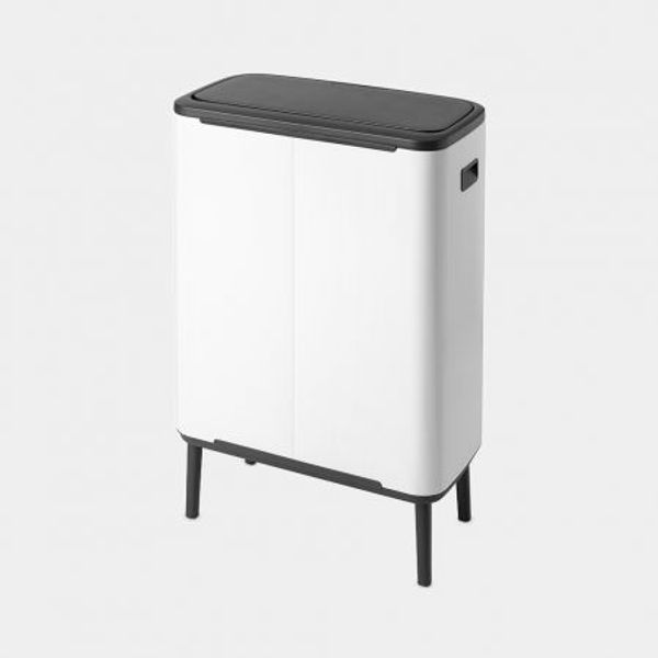 Brabantia Bo Touch Bin Hi afvalemmer 60 liter met kunststof binnenemmer White