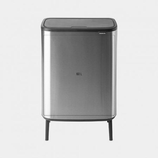 Brabantia Bo Touch Bin Hi afvalemmer 60 liter met kunststof binnenemmer Matt Steel Fingerprint Proof