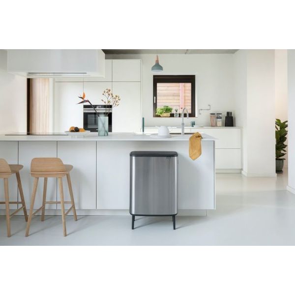 Brabantia Bo Touch Bin Hi afvalemmer 60 liter met kunststof binnenemmer Matt Steel Fingerprint Proof