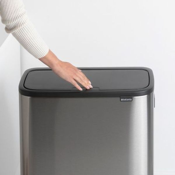 Brabantia Bo Touch Bin Hi afvalemmer 60 liter met kunststof binnenemmer Matt Steel Fingerprint Proof