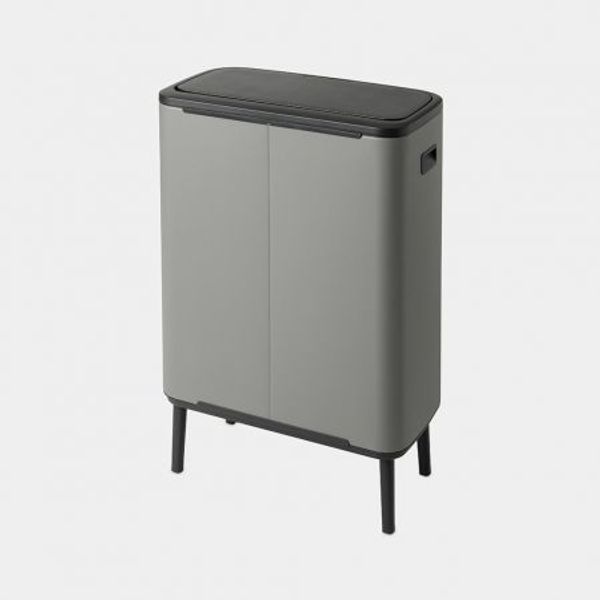 Brabantia Bo Touch Bin Hi afvalemmer 60 liter met kunststof binnenemmer Mineral Concrete Grey