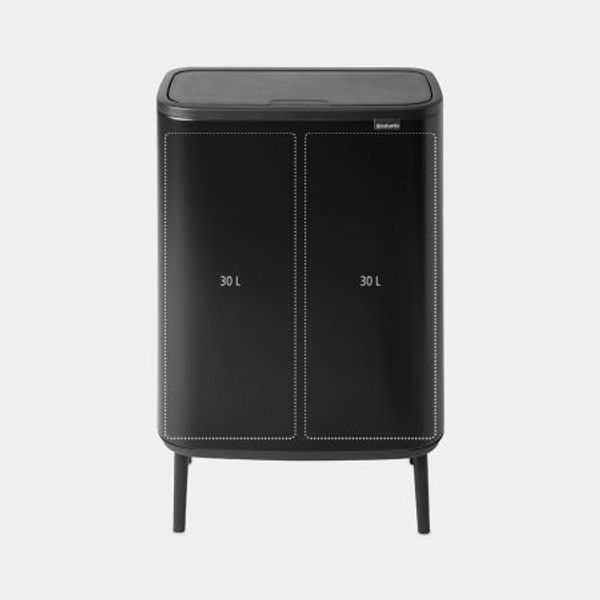 Brabantia Bo Touch Bin Hi afvalemmer 2 x 30 liter met 2 kunststof binnenemmers Matt Black