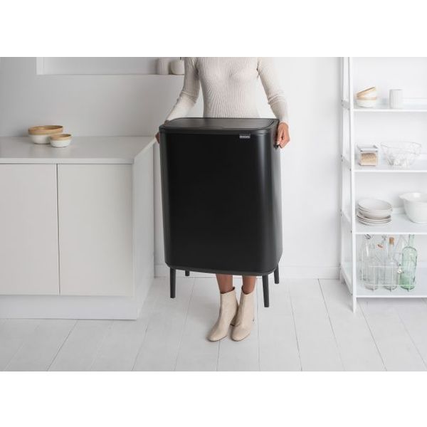 Brabantia Bo Touch Bin Hi afvalemmer 2 x 30 liter met 2 kunststof binnenemmers Matt Black