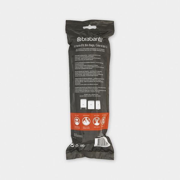 Brabantia PerfectFit afvalzakken met trekbandsluiting, rol Code M, 60L, 10 stuks